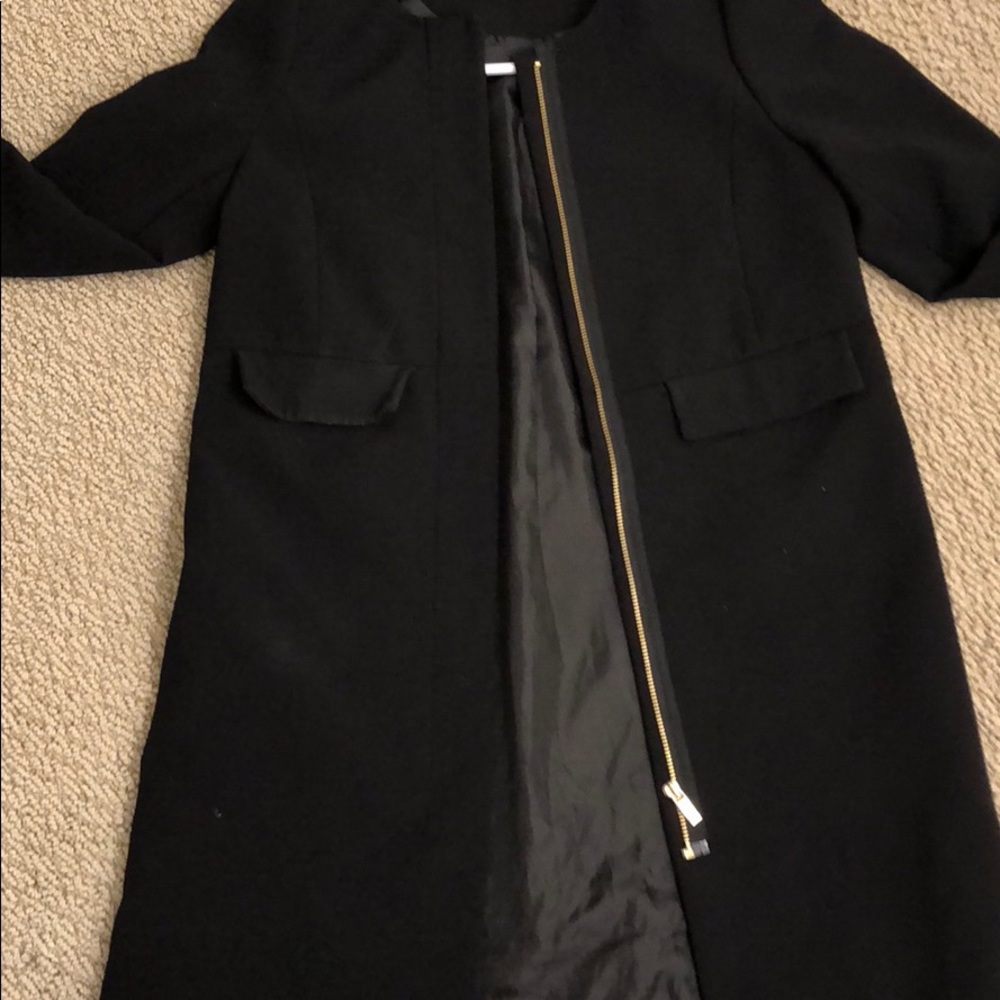 H&M black coat with gold zip and pocket 💕